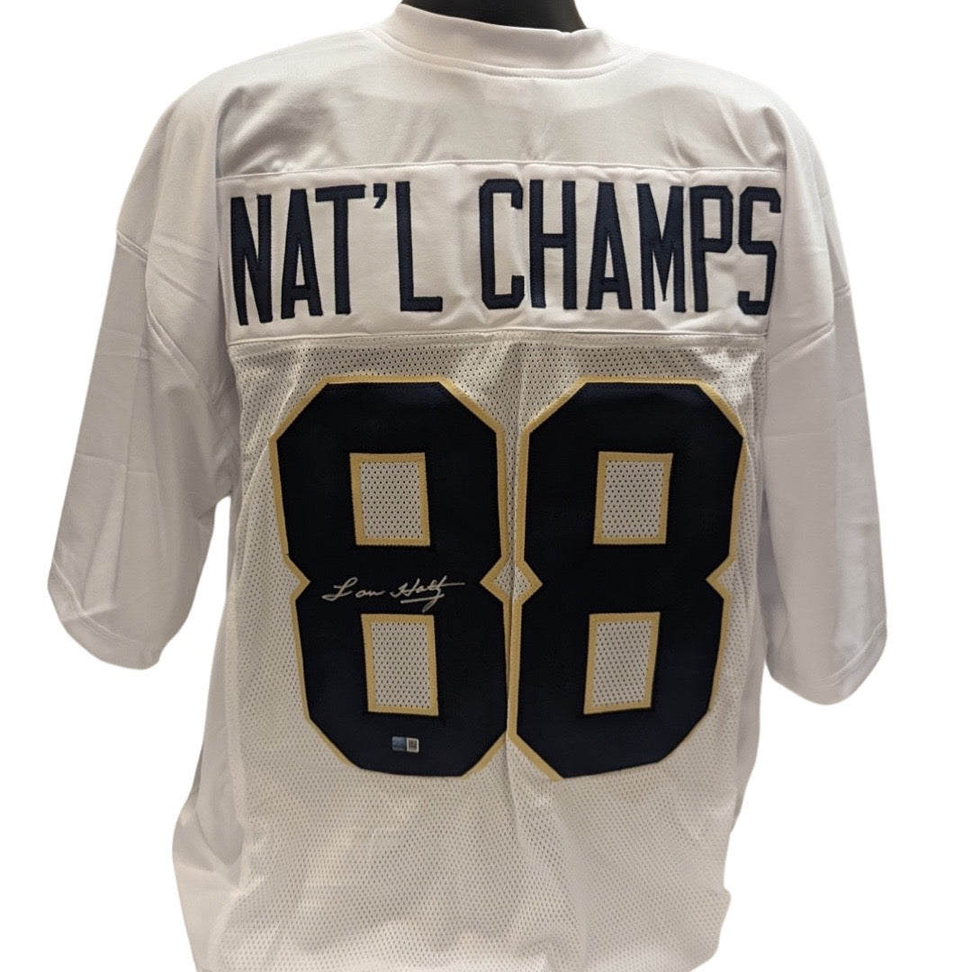 Lou Holtz Autographed Notre Dame Fighting Irish White #88 Nat’l Champs Jersey Steiner CX