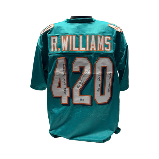 Ricky Williams Miami Dolphins Teal 420 Jersey Beckett BAS
