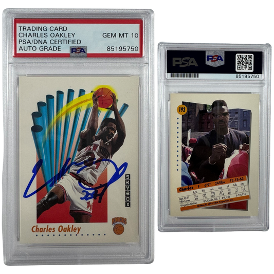 1991-92 Charles Oakley Autographed Skybox #192 PSA Auto GEM MT 10