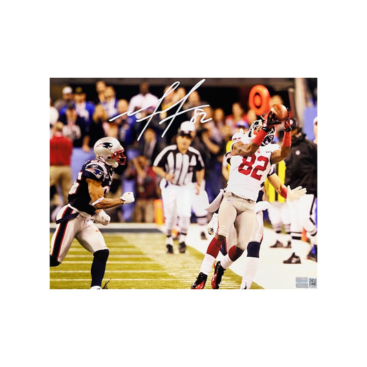 Mario Manningham Autographed New York Giants Super Bowl Sideline Catch Horizontal 8x10 Steiner CX