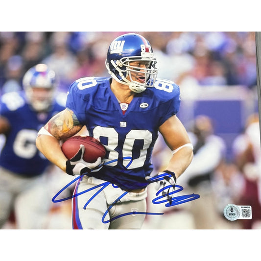 Jeremy Shockey New York Giants Blue Jersey Running Tongue Out Autographed 8x10 Photo BAS