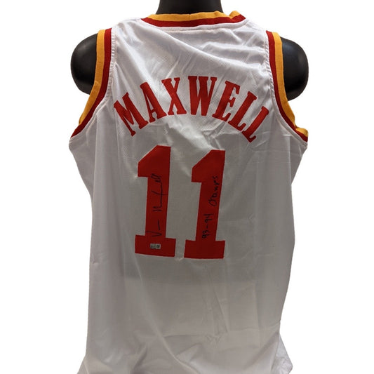 Vernon Maxwell Autographed Houston Rockets White Jersey 93-94 Champs Inscription Steiner CX
