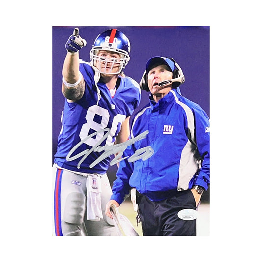 Jeremy Shockey Autographed New York Giants w/ Coughlin 8x10 JSA