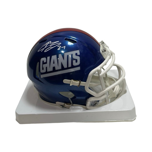 Brandon Jacobs Autographed New York Giants Color Rush Mini Helmet Beckett BAS