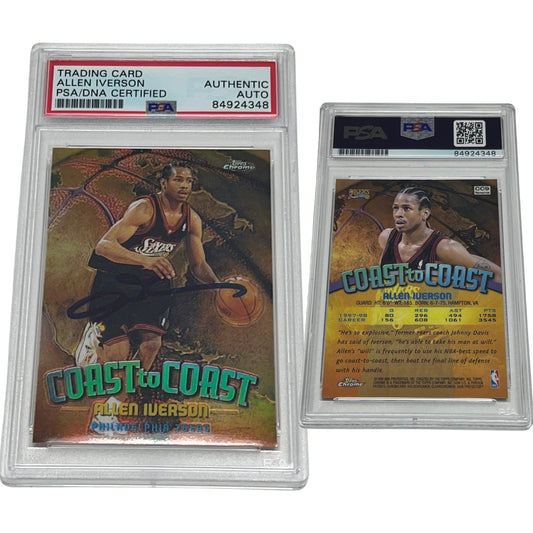 1998 Allen Iverson Topps Chrome Coast to Coast Refractor #CC9 Autographed PSA Auto Authentic
