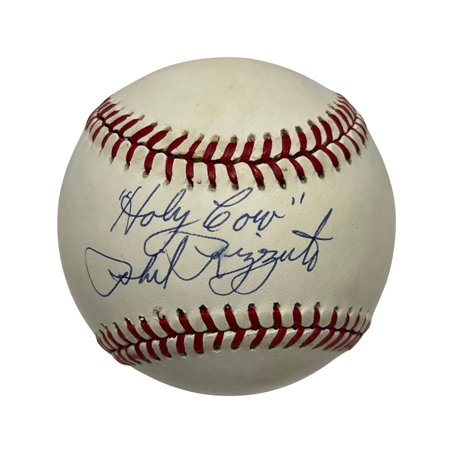 Phil Rizzuto Autographed New York Yankees American League Baseball Holy Cow Inscription JSA