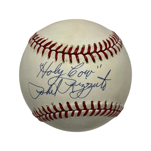 Phil Rizzuto Autographed New York Yankees American League Baseball Holy Cow Inscription JSA