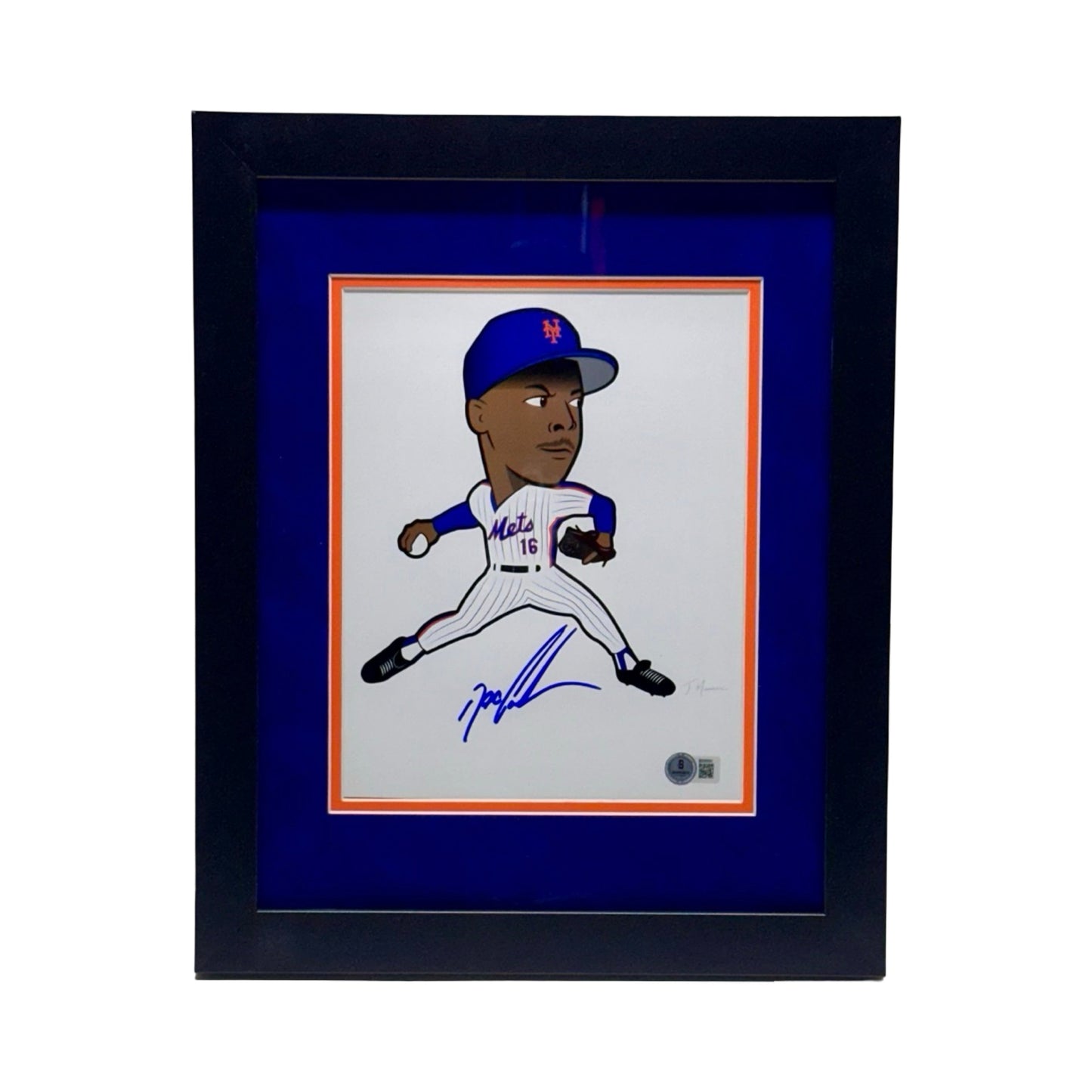 Doc Gooden Autographed New York Mets Cartoon Edit Framed 8x10 Beckett BAS
