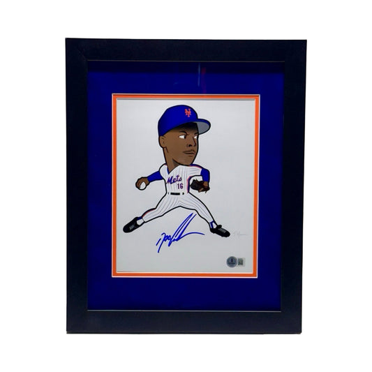 Doc Gooden Autographed New York Mets Cartoon Edit Framed 8x10 Beckett BAS