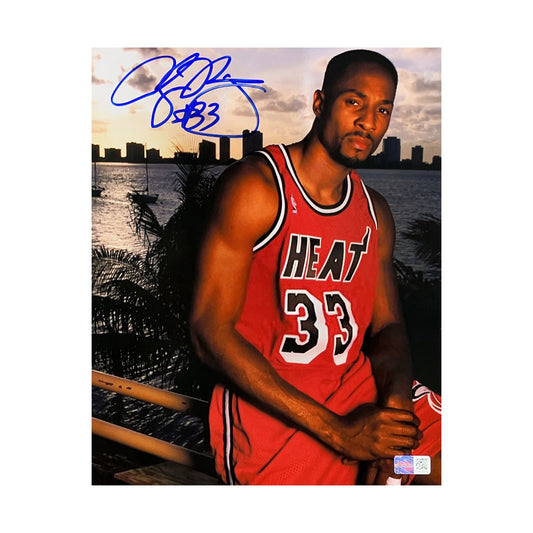 Alonzo Mourning Autographed Miami Heat Sunset 8x10 Steiner CX