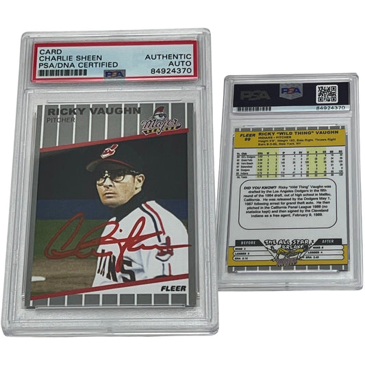 1990 Charlie Sheen Ricky Wild Thing Vaughn Fleer #99 Autographed PSA Auto Authentic