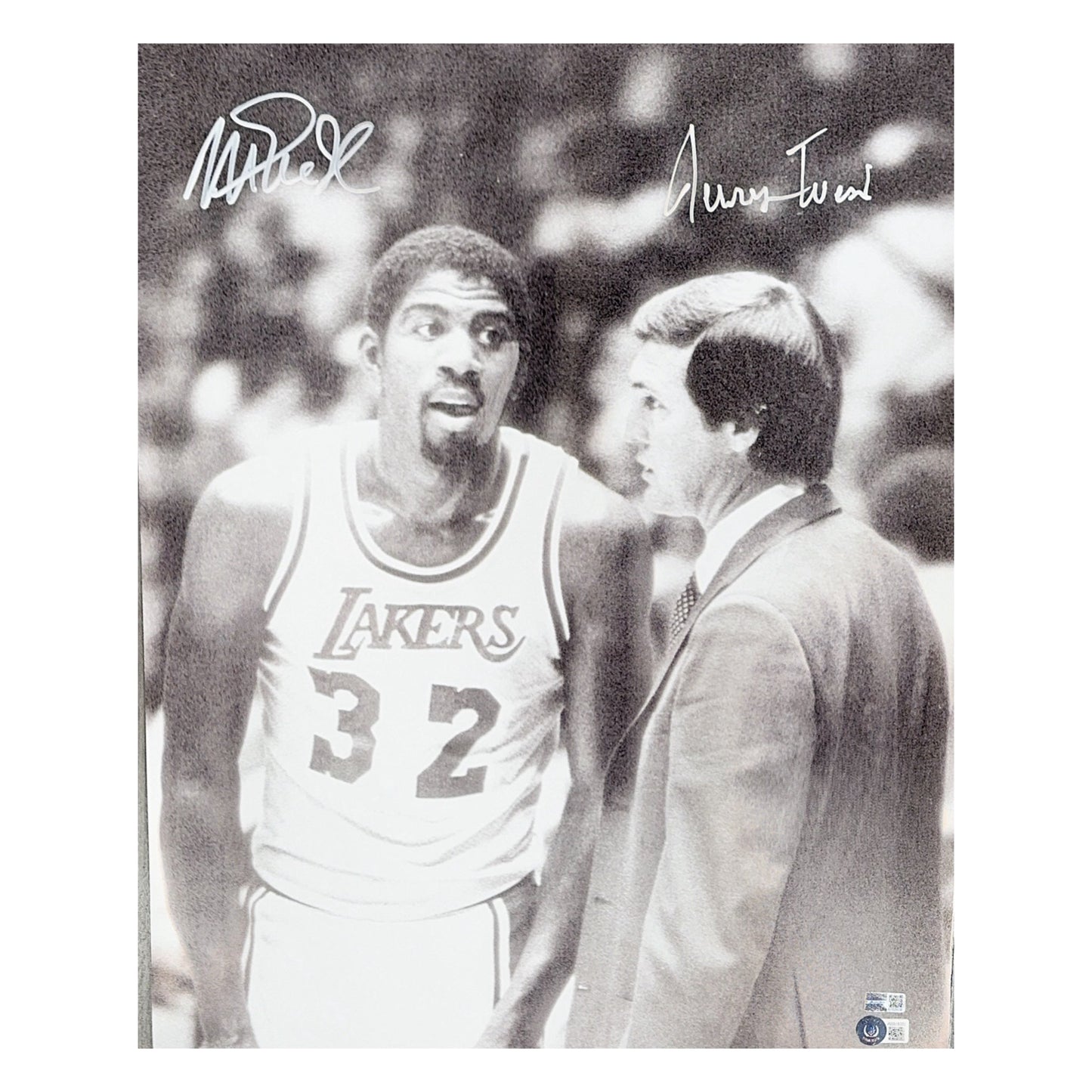 Magic Johnson & Jerry West Autographed Los Angeles Lakers 16x20 Beckett & Steiner CX - Unframed