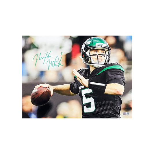 Mike White Autographed New York Jets Black Jersey Throw 8x10 Steiner CX