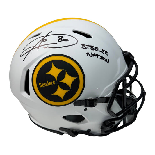 Hines Ward Autographed Pittsburgh Steelers Lunar Eclipse Authentic Helmet Steeler Nation Inscription JSA