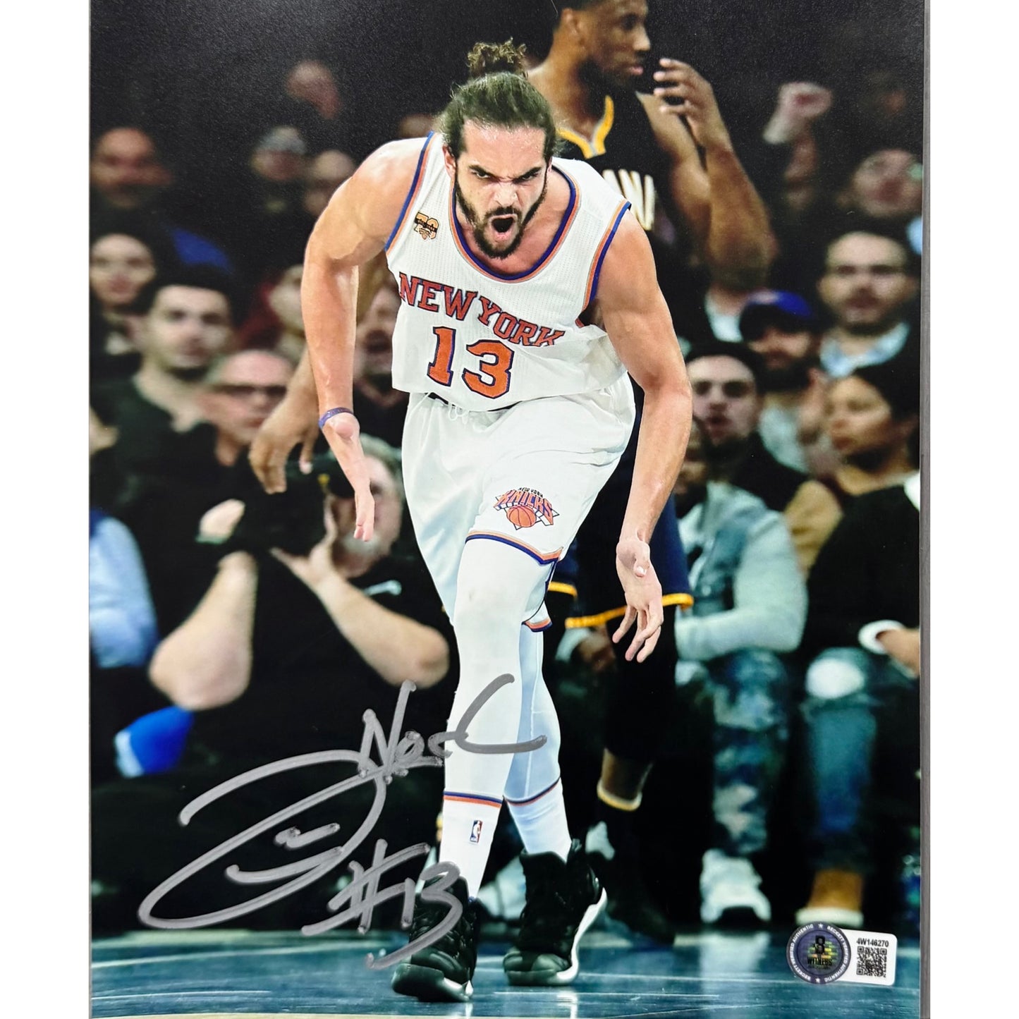 Joakim Noah New York Knicks White Jersey Running Autographed Photo 8x10 Beckett BAS