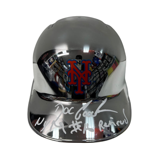 Doc Gooden Autographed New York Mets Chrome Mini Helmet NYM #16 Retired Inscription Steiner CX