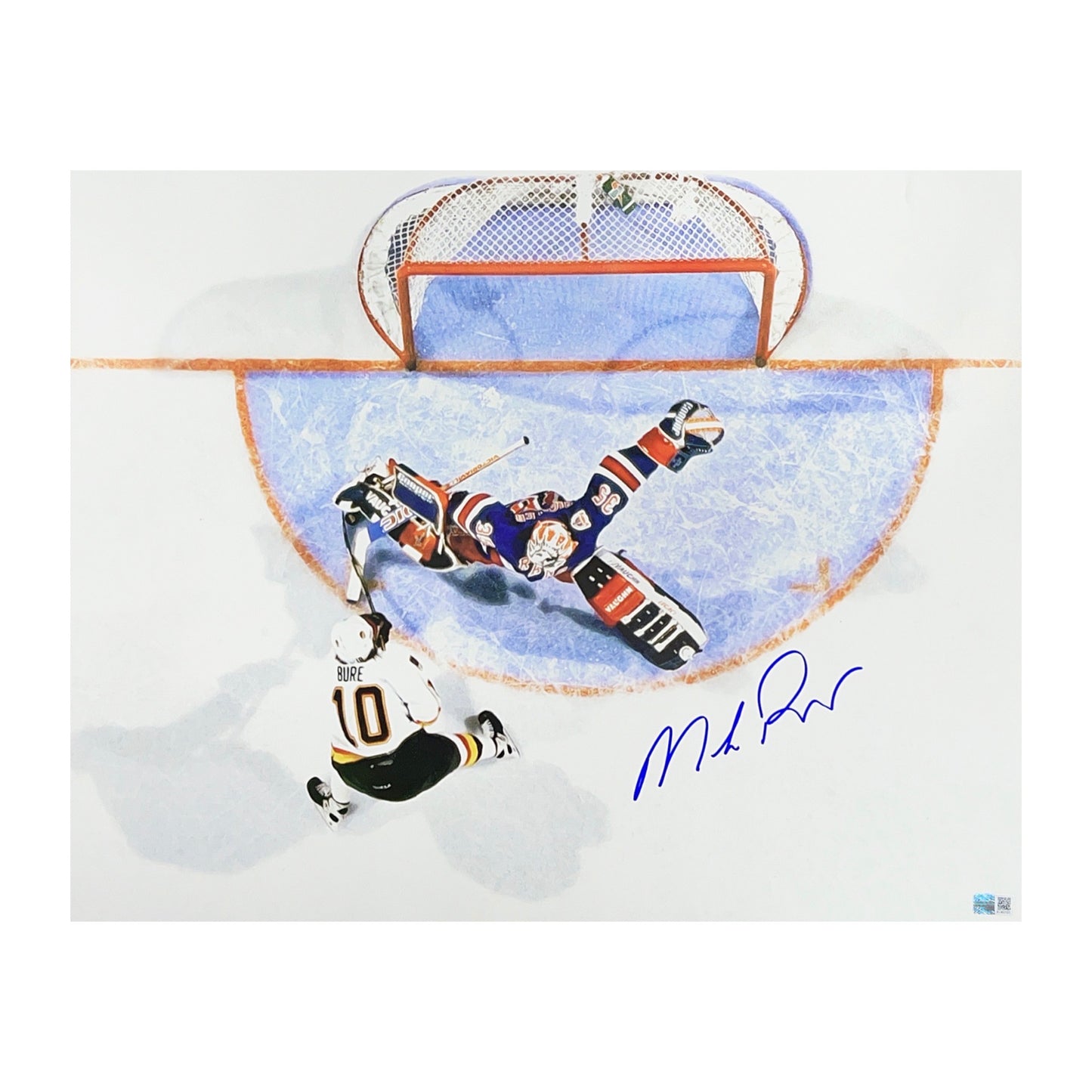 Mike Richter Autographed New York Rangers Stop on Bure 16x20 Steiner CX