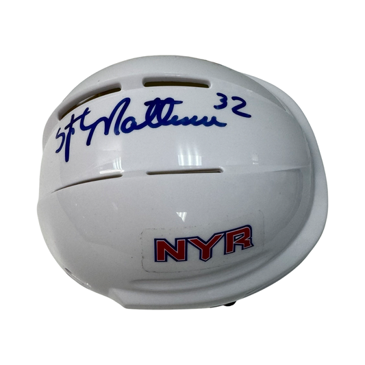 Stephane Matteau Autographed New York Rangers White Mini Helmet Steiner CX