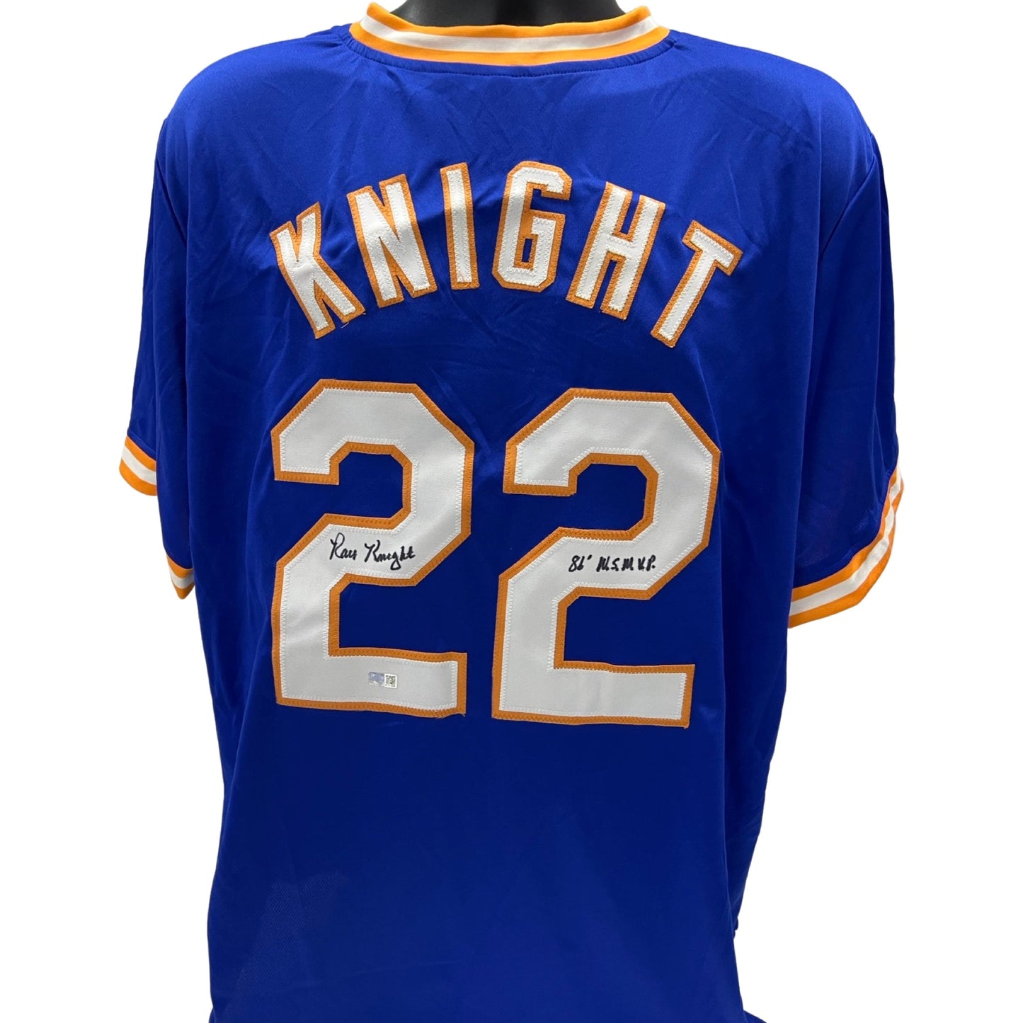 Ray Knight Autographed New York Mets Blue Jersey 86 WS MVP Inscription Steiner CX