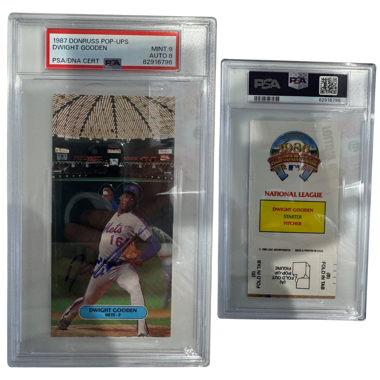 1987 Dwight Doc Gooden Autographed Donruss Pop-Ups PSA MINT 9 AUTO 8