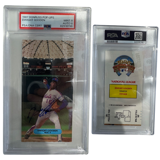 1987 Dwight Doc Gooden Autographed Donruss Pop-Ups PSA MINT 9 AUTO 8