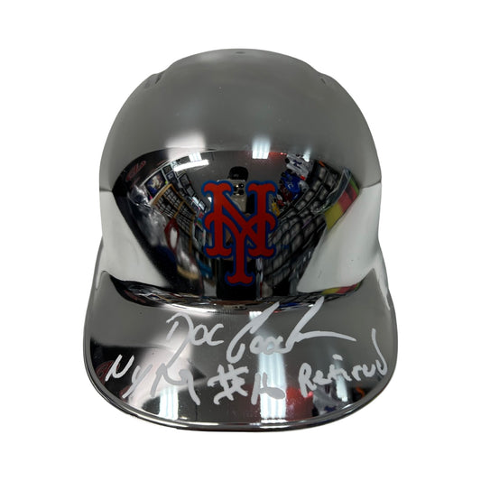 Doc Gooden Autographed New York Mets Chrome Mini Helmet “NYM #16 Retired” Inscription Steiner CX