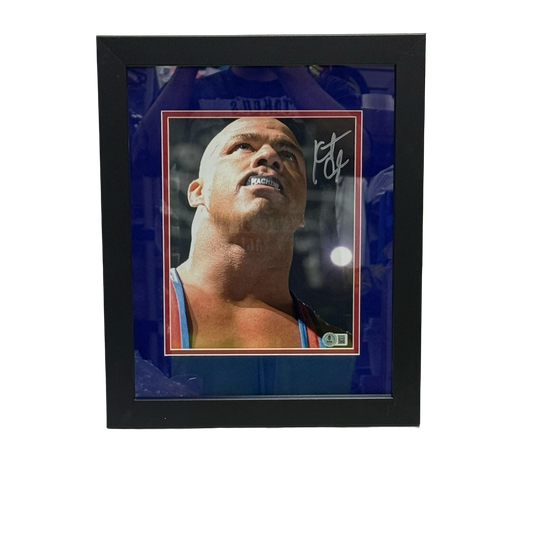 Kurt Angle Autographed Machine Mouth Guard 8x10 Beckett - Framed