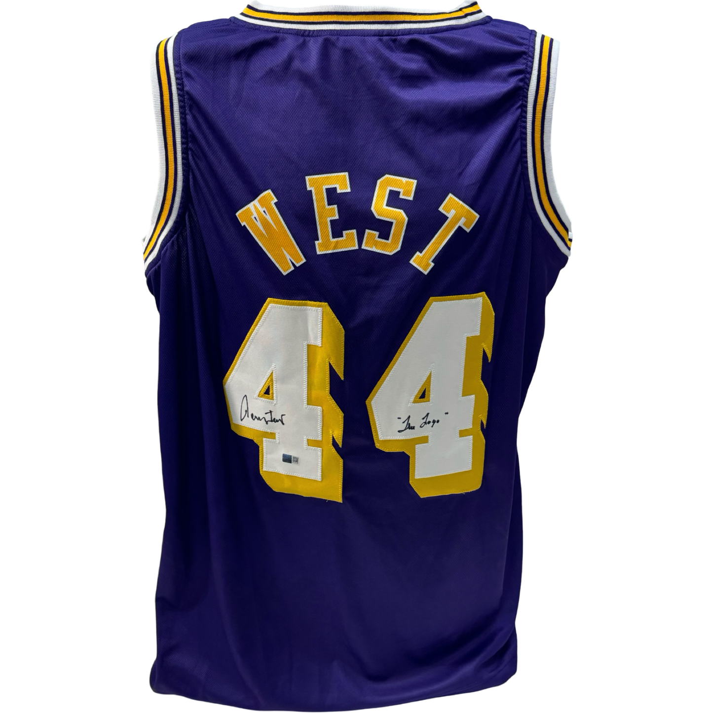 Jerry West Autographed Los Angeles Lakers Purple Jersey The Logo Inscription Steiner CX