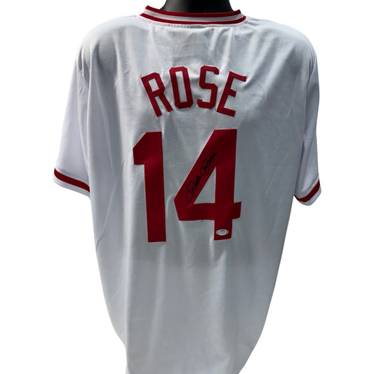 Pete Rose Autographed Cincinnati Reds White Jersey PSA