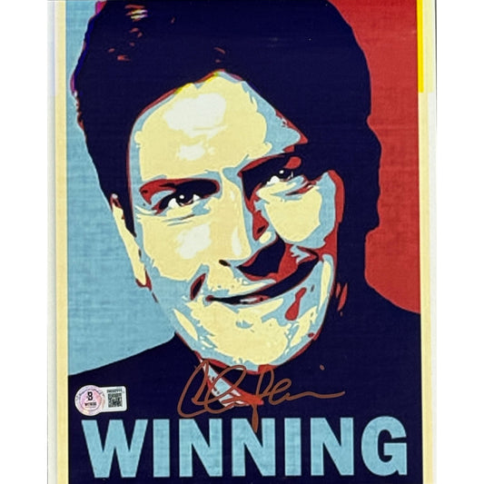 Charlie Sheen Autographed Winning 8x10 Beckett BAS