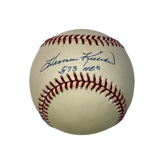 Harmon Killebrew Autographed Minnesota Twins Official American League Baseball 573 HRs Inscription JSA