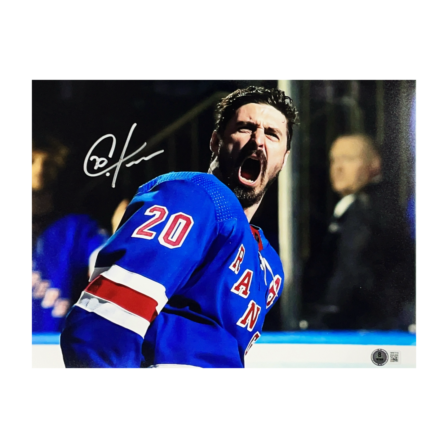 Chris Kreider Autographed New York Rangers Yelling Close 11x14 Beckett