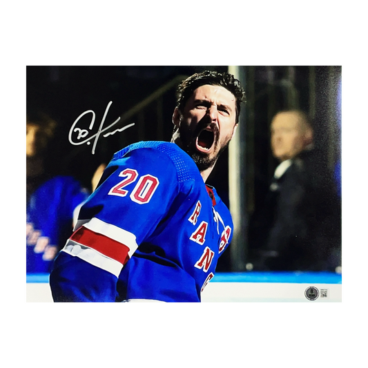 Chris Kreider Autographed New York Rangers Yelling Close 11x14 Beckett