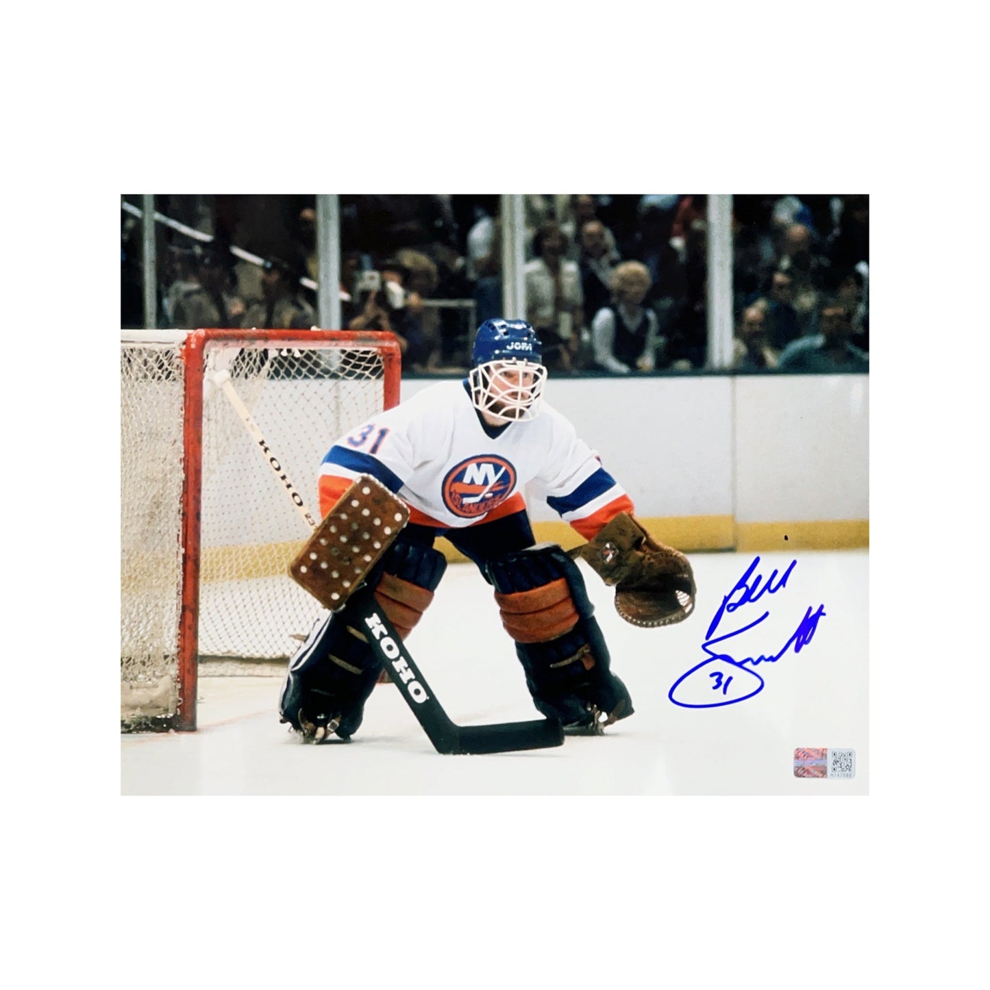 Billy Smith Autographed New York Islanders In Goal 8x10 Steiner CX