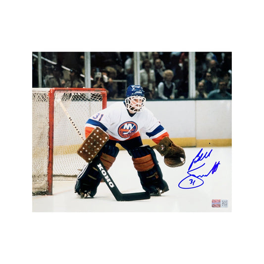 Billy Smith Autographed New York Islanders In Goal 8x10 Steiner CX