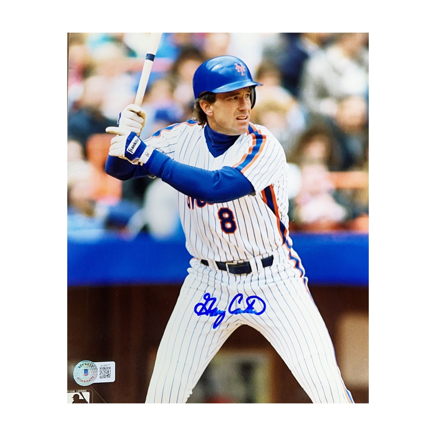 Gary Carter Autographed New York Mets Hitting 8x10 Beckett