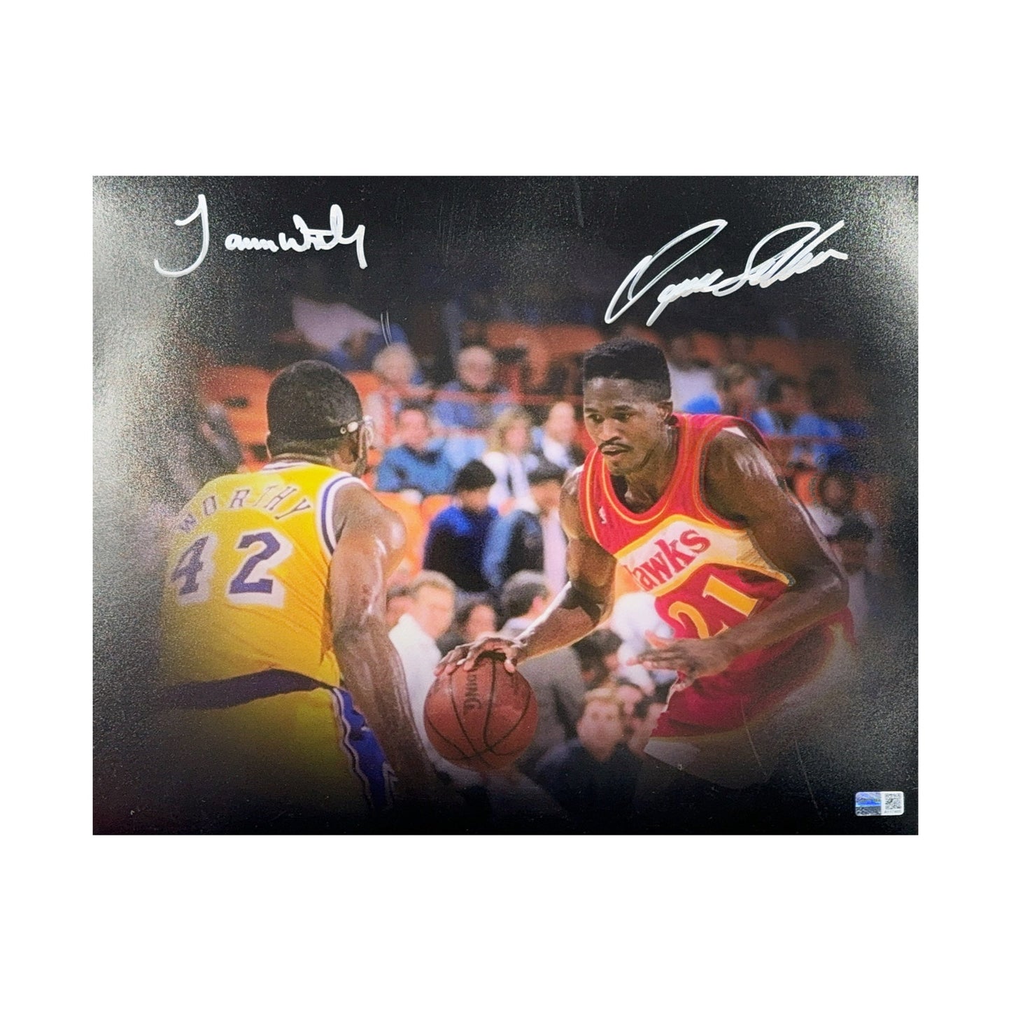 Dominique Wilkins & James Worthy Autographed 11x14 Larry Bird & Steiner CX