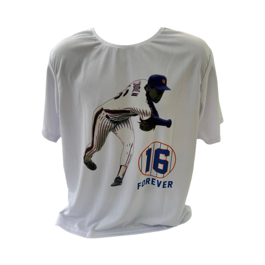 Doc Gooden White Throwing T-Shirt - XX-Large