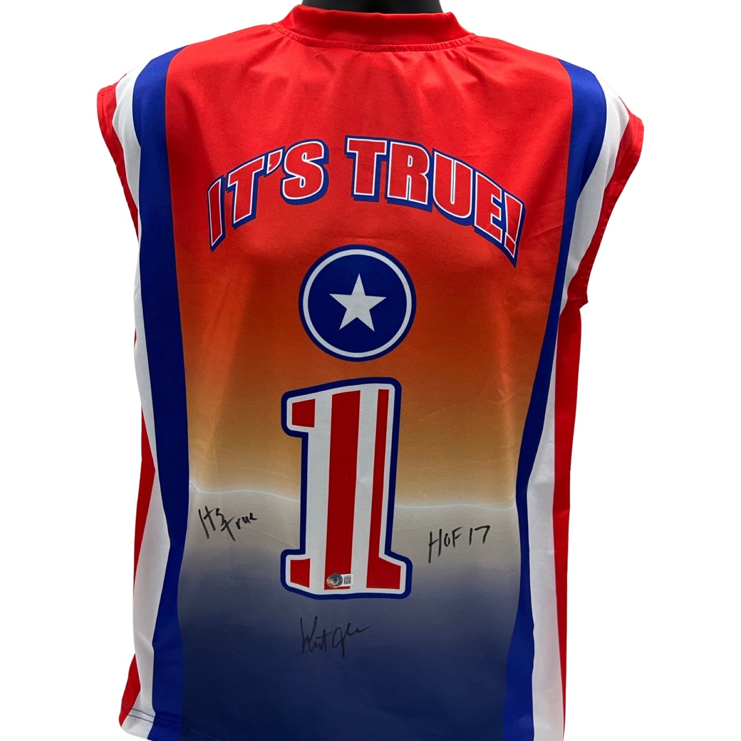 Kurt Angle Autographed Wrestling Attire Jersey HOF 2017, It’s True Inscriptions Beckett