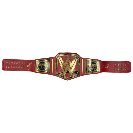 Bill Goldberg Autographed WWE Red Championship Belt Replica Who’s Next Inscription PSA