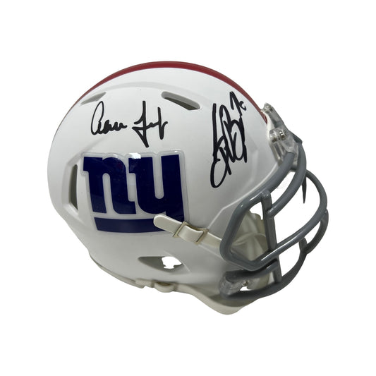 Aaron Judge & Saquon Barkley Autographed New York Giants Flat White Mini Helmet Fanatics/MLB