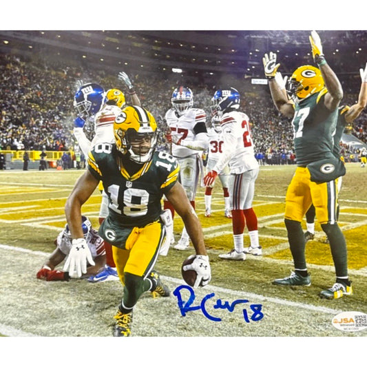 Randall Cobb Autographed Green Bay Packers Lunge Celebration 8x10 JSA