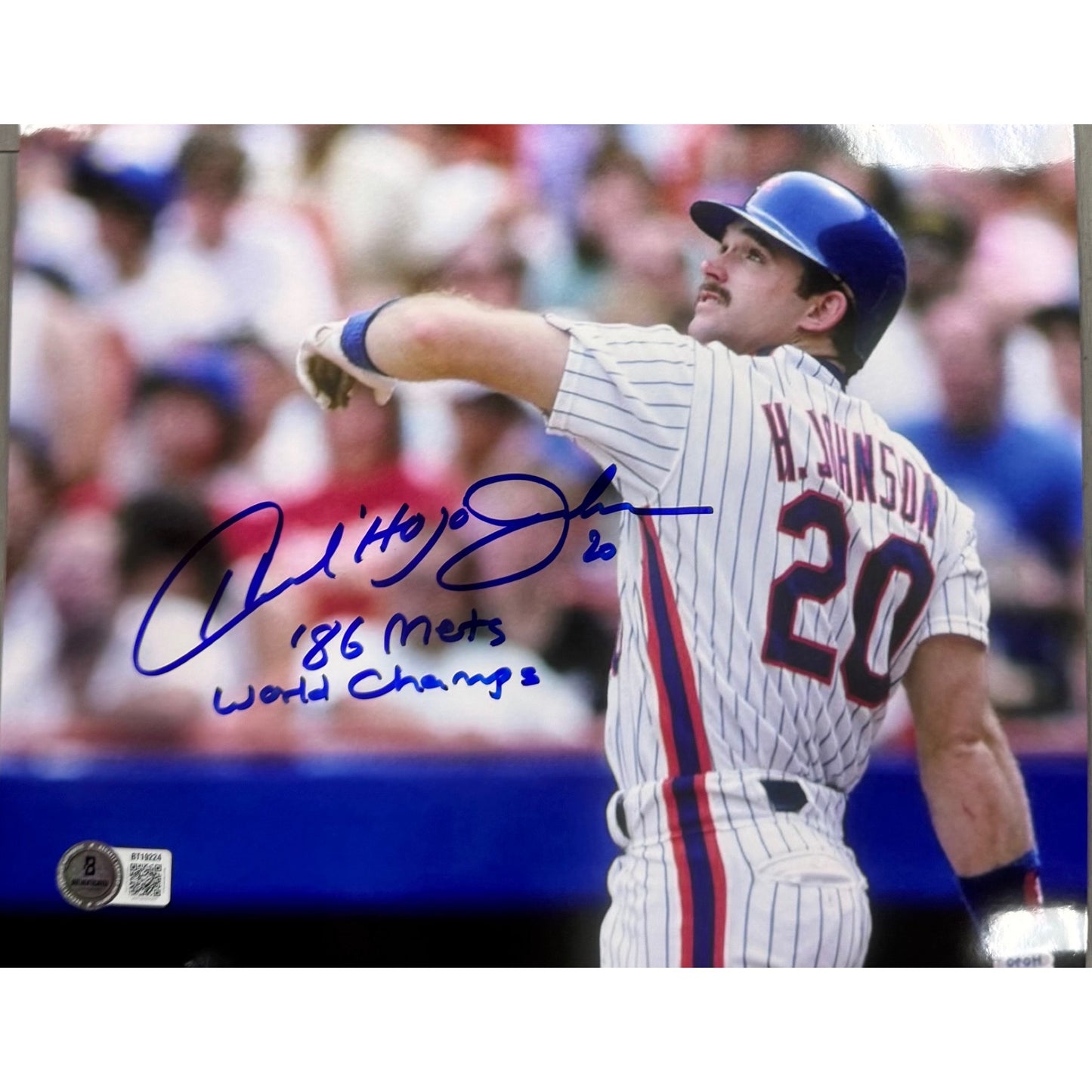 Howard Johnson New York Mets Hitting Inscribed 86 Champs Autographed 8x10 Beckett BAS (Copy)