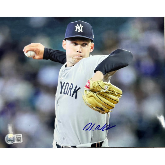 Will Warren New York Yankees Grey Jersey Throwing Autographed 8x10 Photo BAS