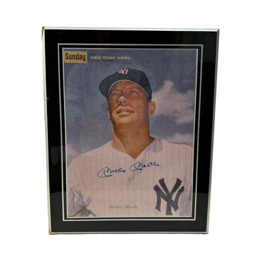 Mickey Mantle Autographed New York Yankees 11x14 Plaque Sunday Magazine JSA