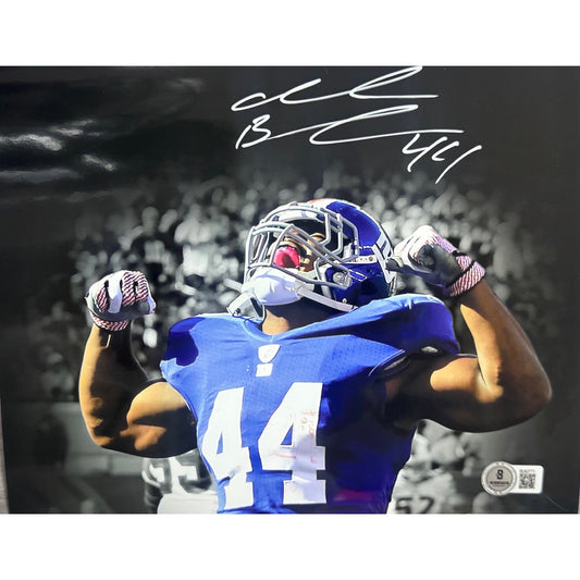 Ahmad Bradshaw Autographed New York Giants Flex Edit Horizontal White Ink 8x10 Beckett BAS