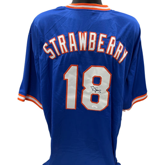 Darryl Strawberry Autographed New York Mets Blue/White Jersey JSA