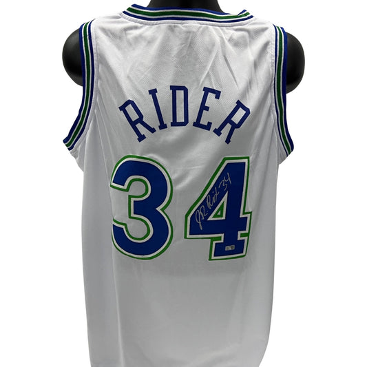 Isiah JR Rider Autographed Minnesota Timberwolves White Jersey Steiner CX