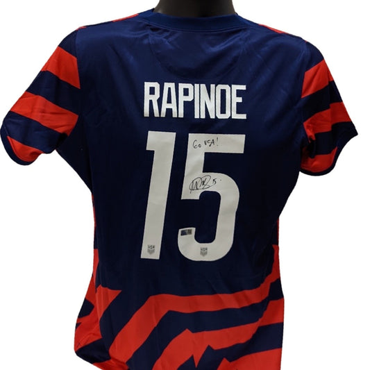 Megan Rapinoe Autographed USA Soccer Nike Red/Blue Jersey Go USA! Inscription Steiner CX