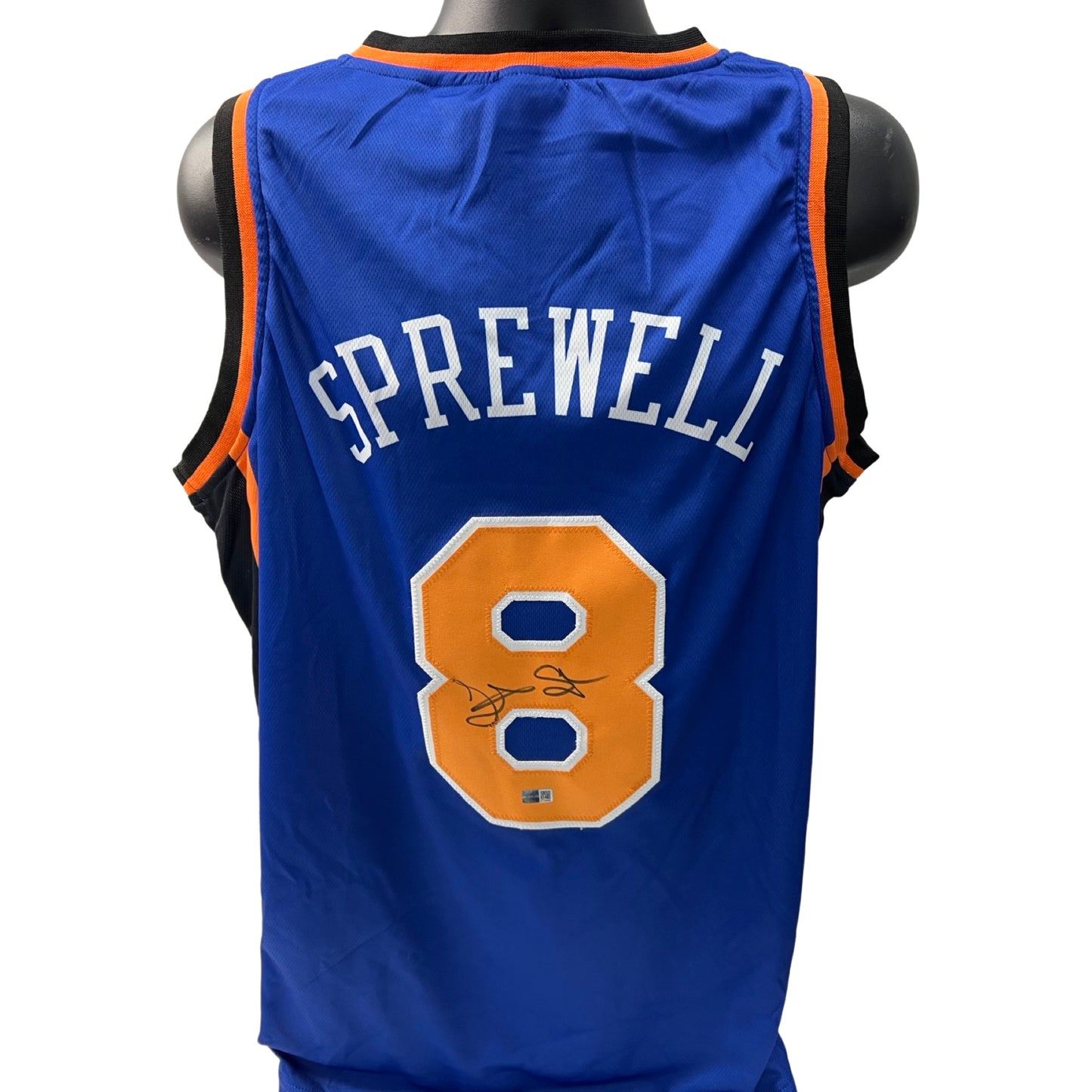Latrell Sprewell Autographed New York Knicks Blue Jersey Steiner CX